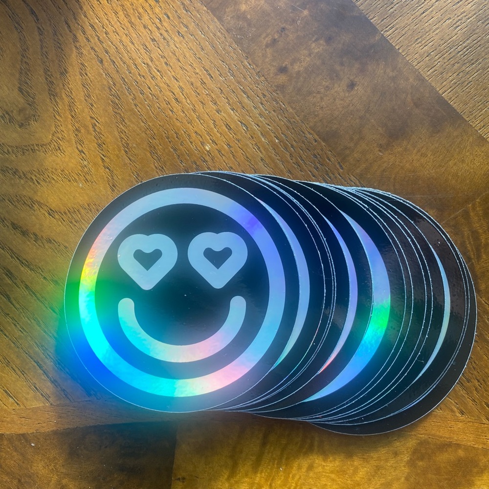 14 cute holographc heart eye emoji stickers